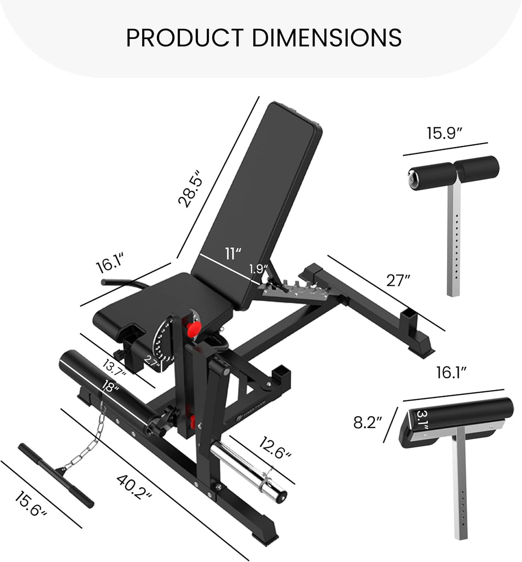 Finer Form GLX Adjustable Weight Bench with Leg Extension and Curl Machine