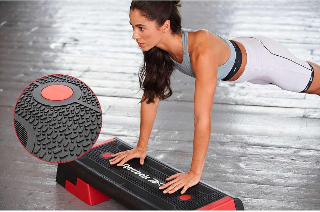 Reebok Fitness Multipurpose Adjustable Aerobic and Strength Training Workout Step Platform for HIIT, Cardio, and General Sessions