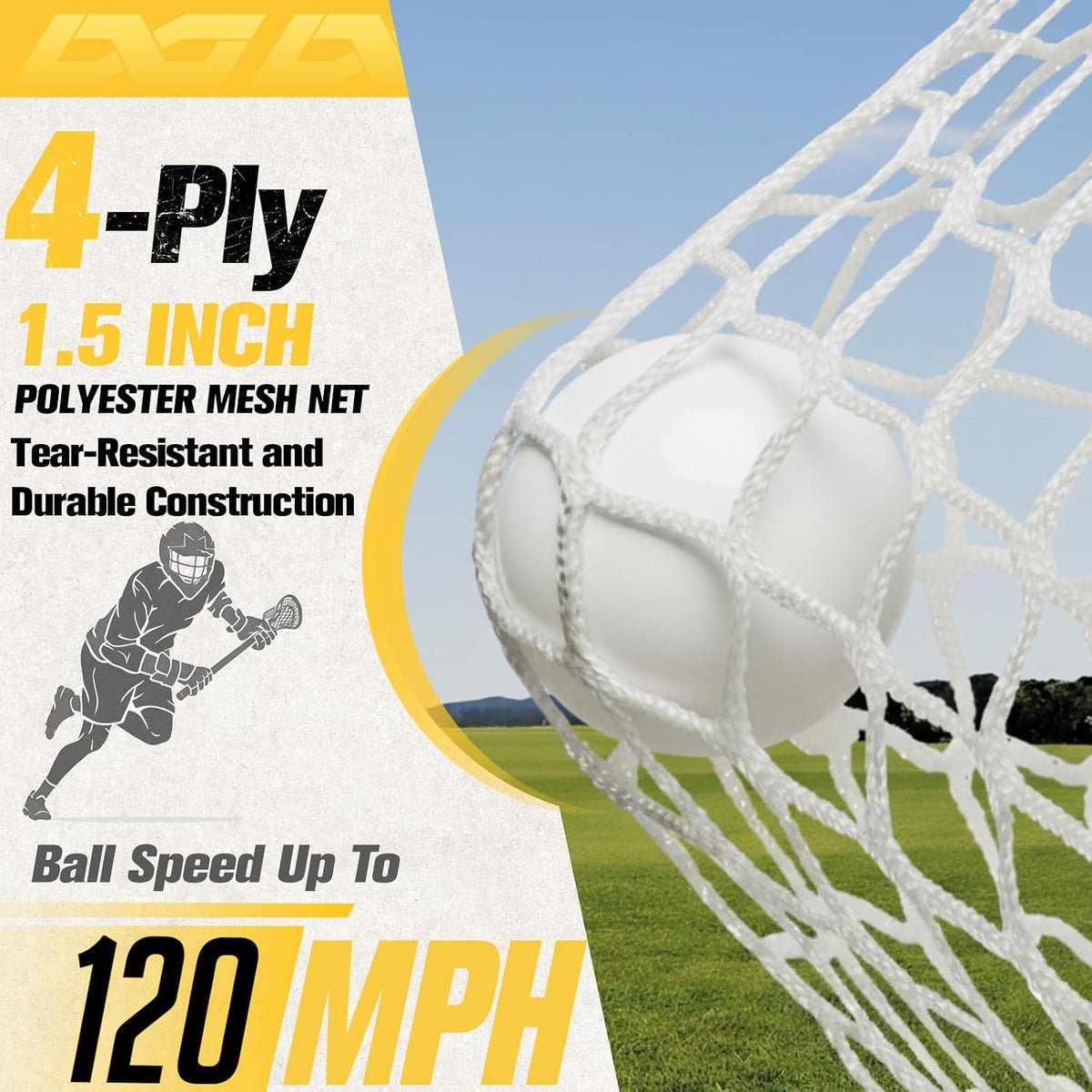 PodiuMax Foldable Lacrosse Goal 6x6x7FT, Stable Steel Frame
