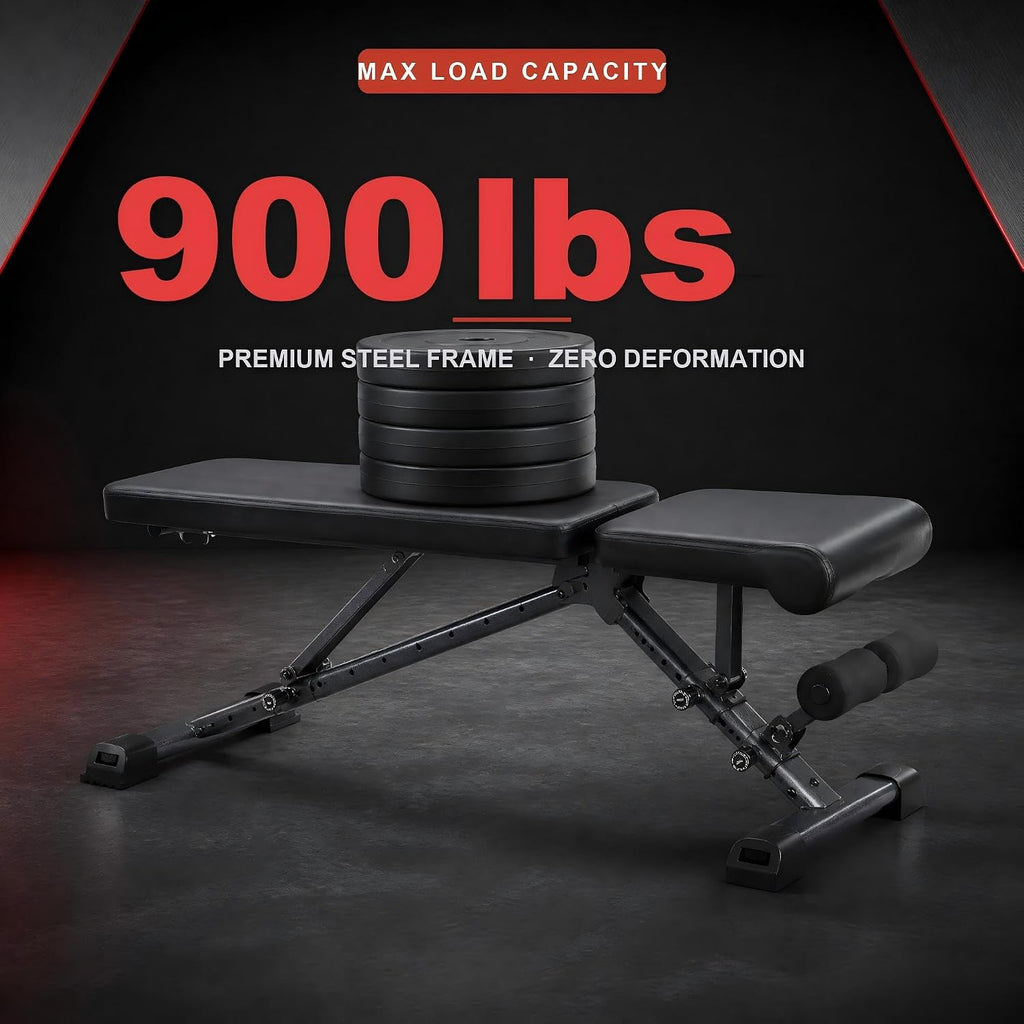 BARWING 900LBS Adjustable Workout Bench for Home Gym, Flat Foldable Weight Bench For Home Gym, 2025 Upgraded Adjustable Bench Press Set, Incline Decline Gym Bench For Full Body Exercise