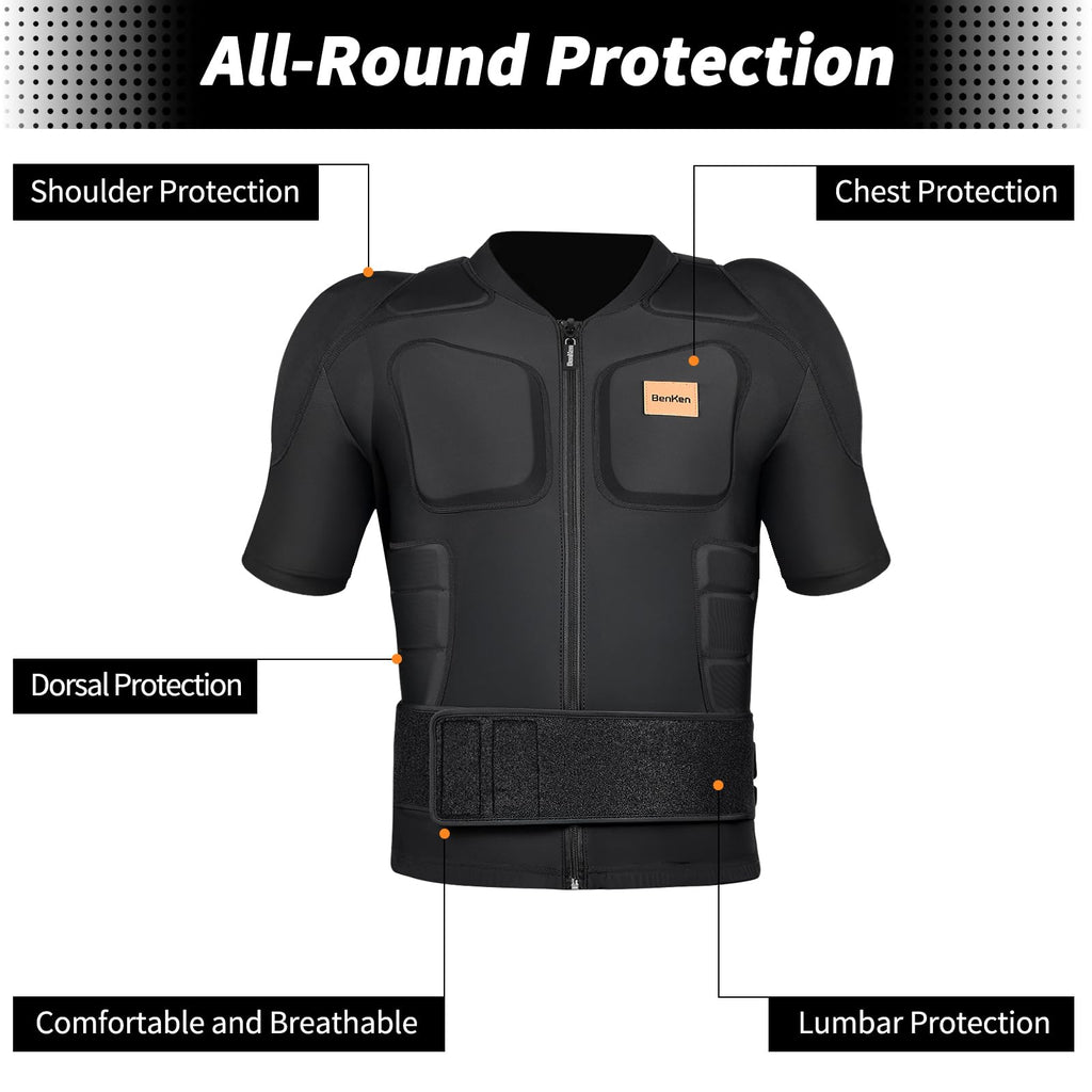 BenKen Men's Women's Professional Anti-Collision Sports Shirts, Protection of the Back, Motorcycle Protective Jacket for Skateboarding Skating Snowboarding Cycling