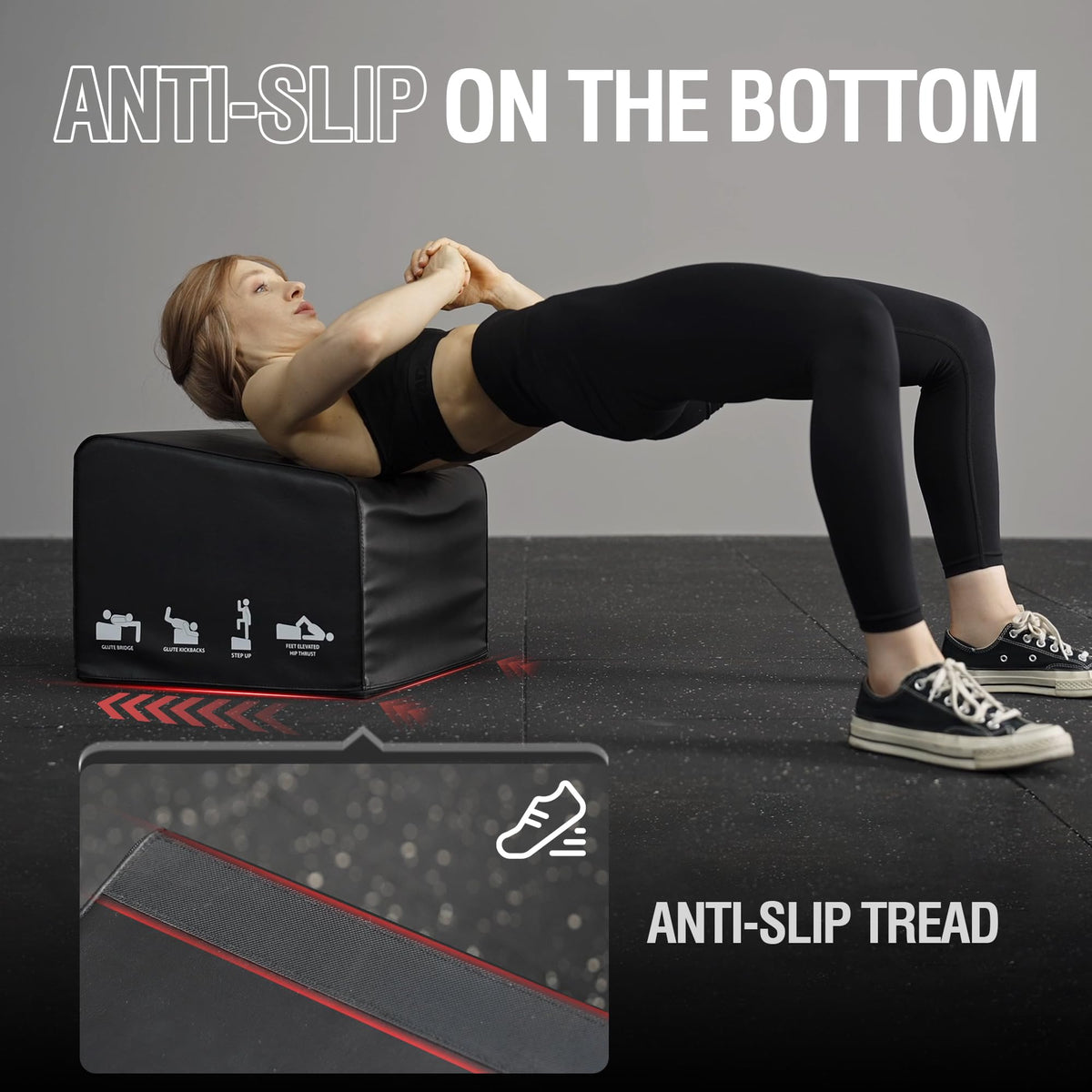 Mikolo Hip Thrust Bench, Hip Thrust Machine at Home for Glute Bridge, Multi-Functional Hip Thrust Box with Non-Slip, Glute Workout Equipment, 700LB Load Capacity, Core & Ab Strength Training