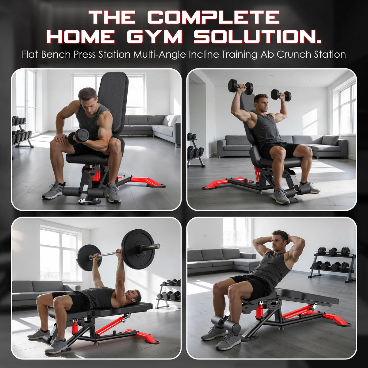Commercial Adjustable Weight Bench, Heavy Duty 1800LBS