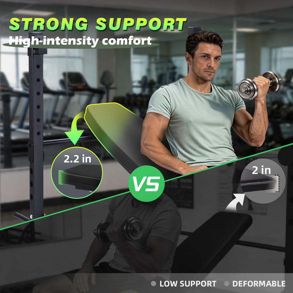 Adjustable Weight Bench for Home Gym 2.2 Inch Thick Pad