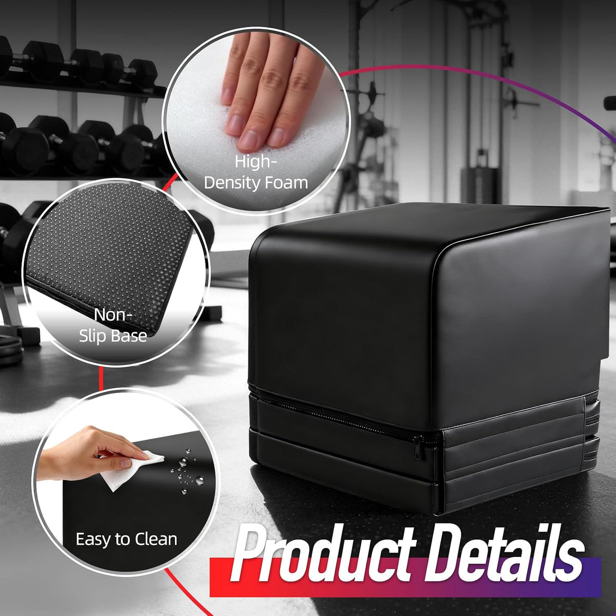Adjustable PU Hip Thrust Bench with 2 Removable Training Pads