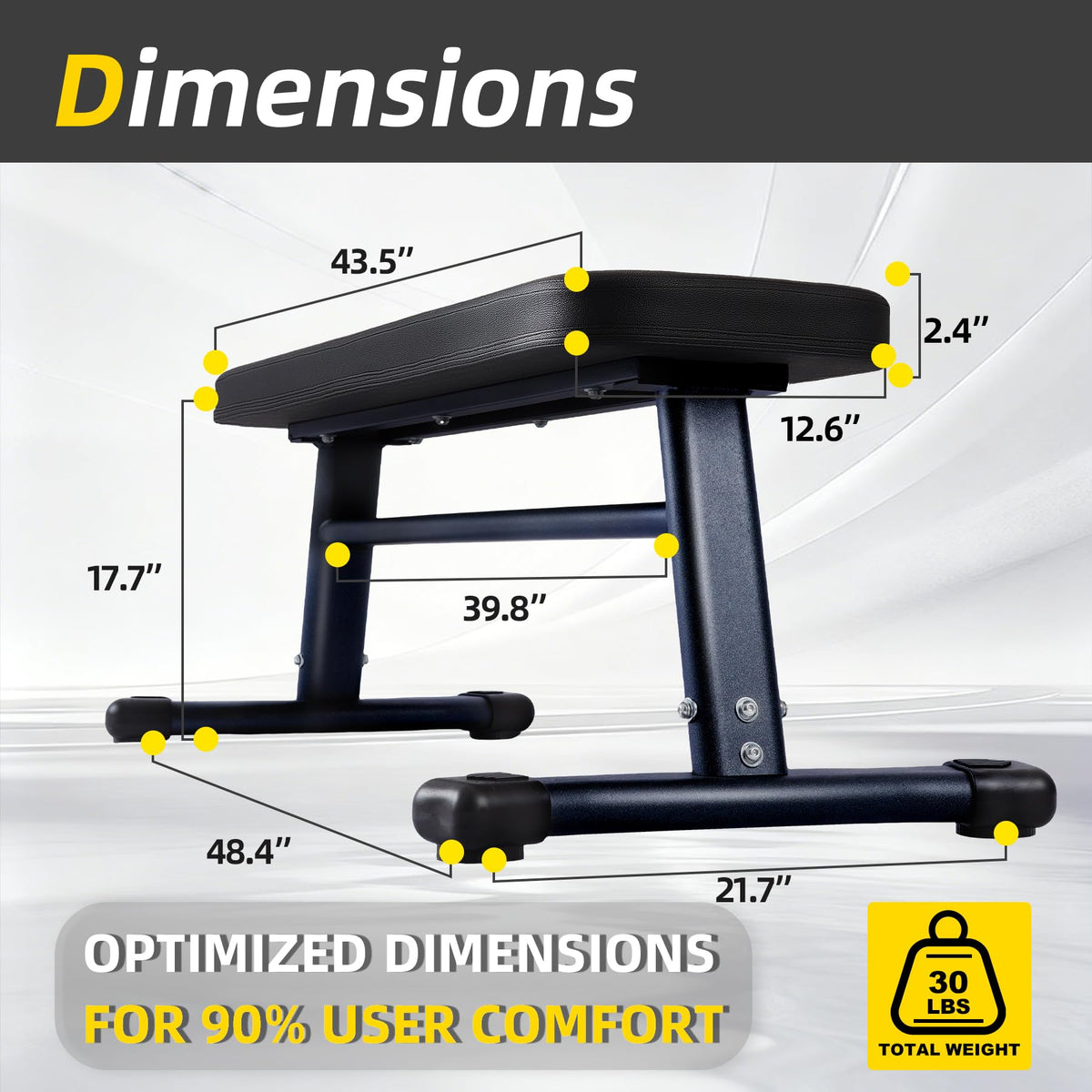 Flat Weight Bench, 2.4 Inch Thick Pad Workout Bench 660 LBS Bench Press Exercise Equipment for Home Gym Strength Weight Training