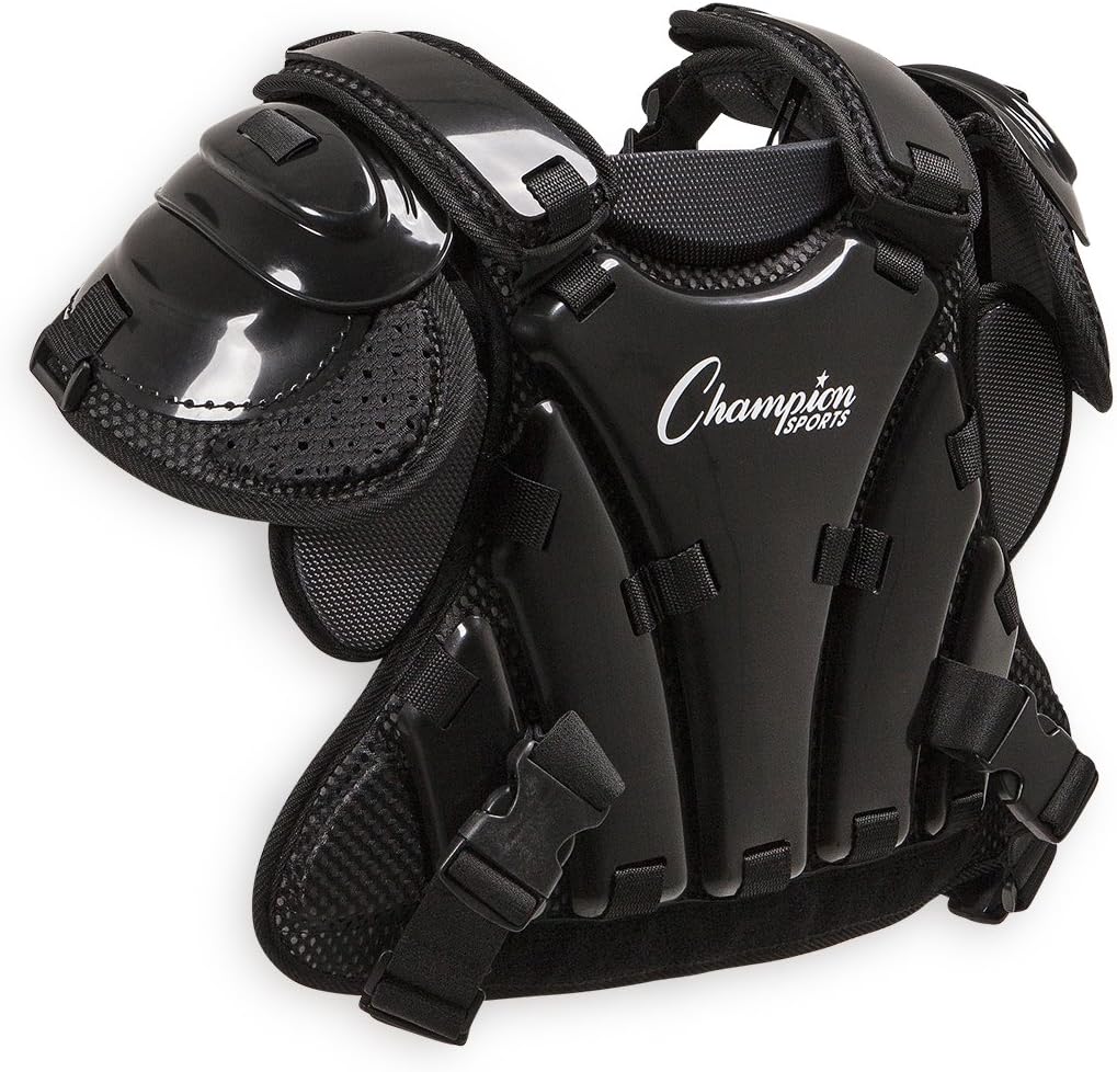 Champion Sports Umpire Chest Protector: 3 Millimeter Molded Plate Armor Style Softball & Baseball Chest Protector - 16" - Black