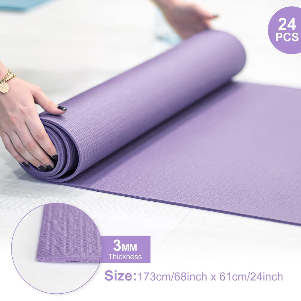 Funtery 3 mm Thin Yoga Mats Bulk, 68 x 24 in