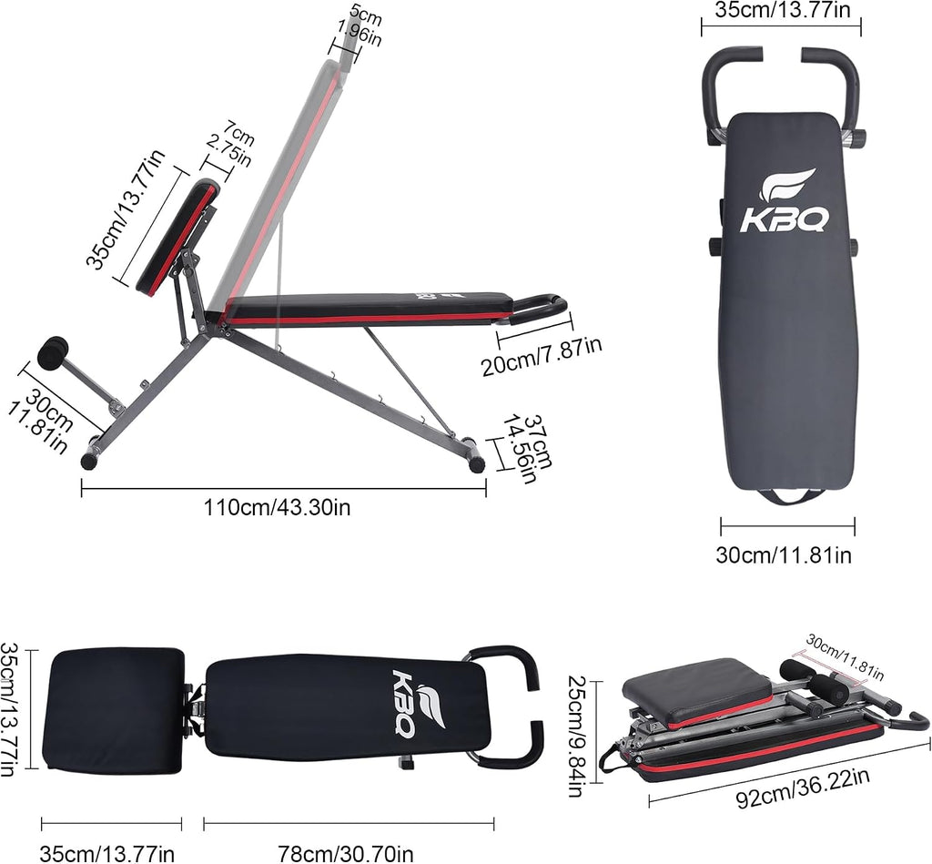 Adjustable Exercise Chair for Home Gym â Foldable Back Extension Bench for Core, Hip & Lower Back Workout â Multi-Functional Hyperextension Bench for Full-Body Exerciseï¼with Illustrated Training Action Guideï¼