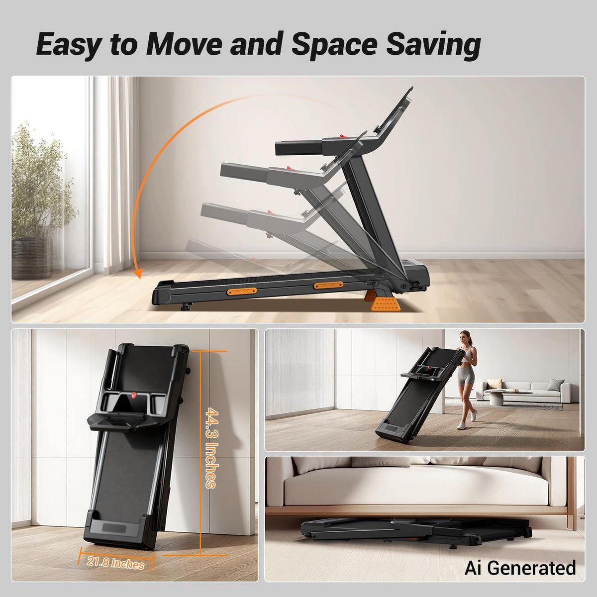 LONTEK 18% Incline Treadmills for Home with Handle Bar