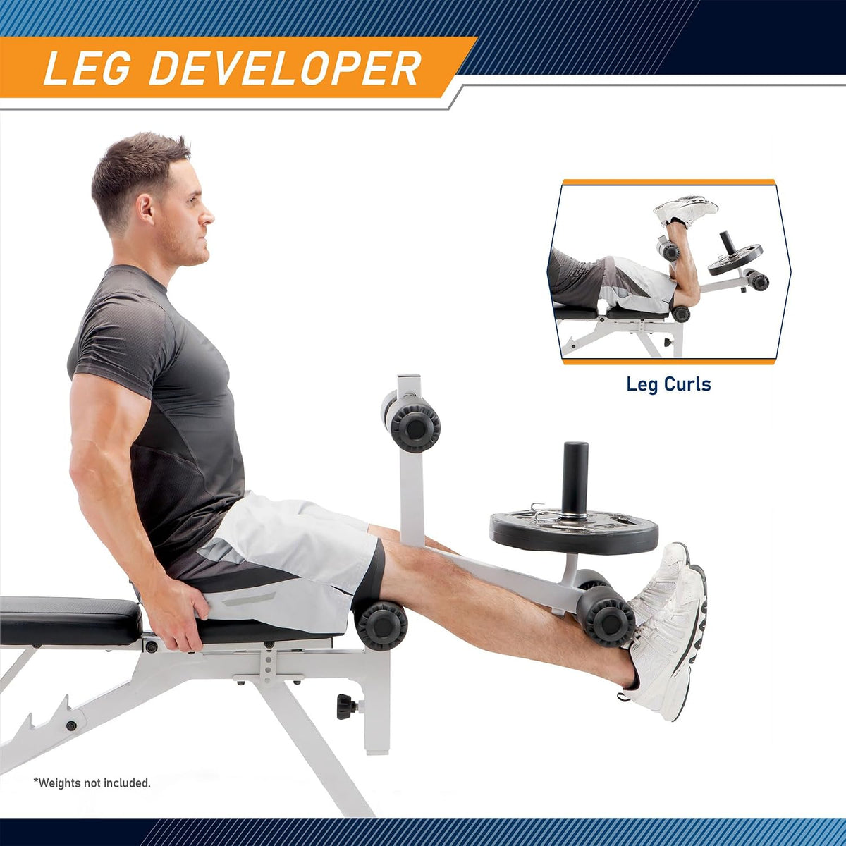 Marcy Foldable Incline Decline Weight Bench, Adjustable 6-Position Backrest