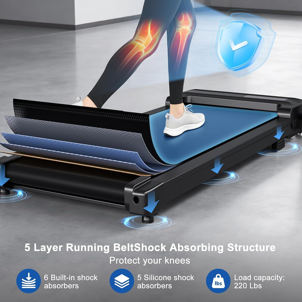 Treadmills for Home Walking Pad Machine- Foldable Treadmill with Handle Bar for Running Jogging Gym Compact Portable Small Caminadora Electrica Folding Quiet Tred Mills Motor & LED Dispay Pcrignbm