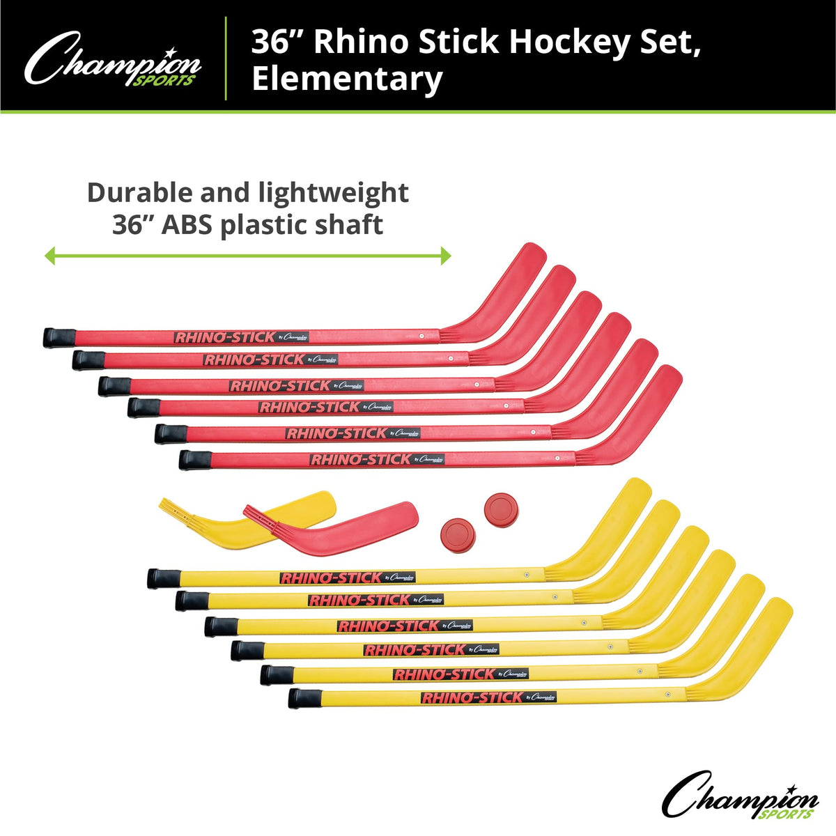Champion Sports Rhino Stick Hockey Set â Durable ABS Sticks, Non-Marring Blades, Multiple Sizes â Complete Sets