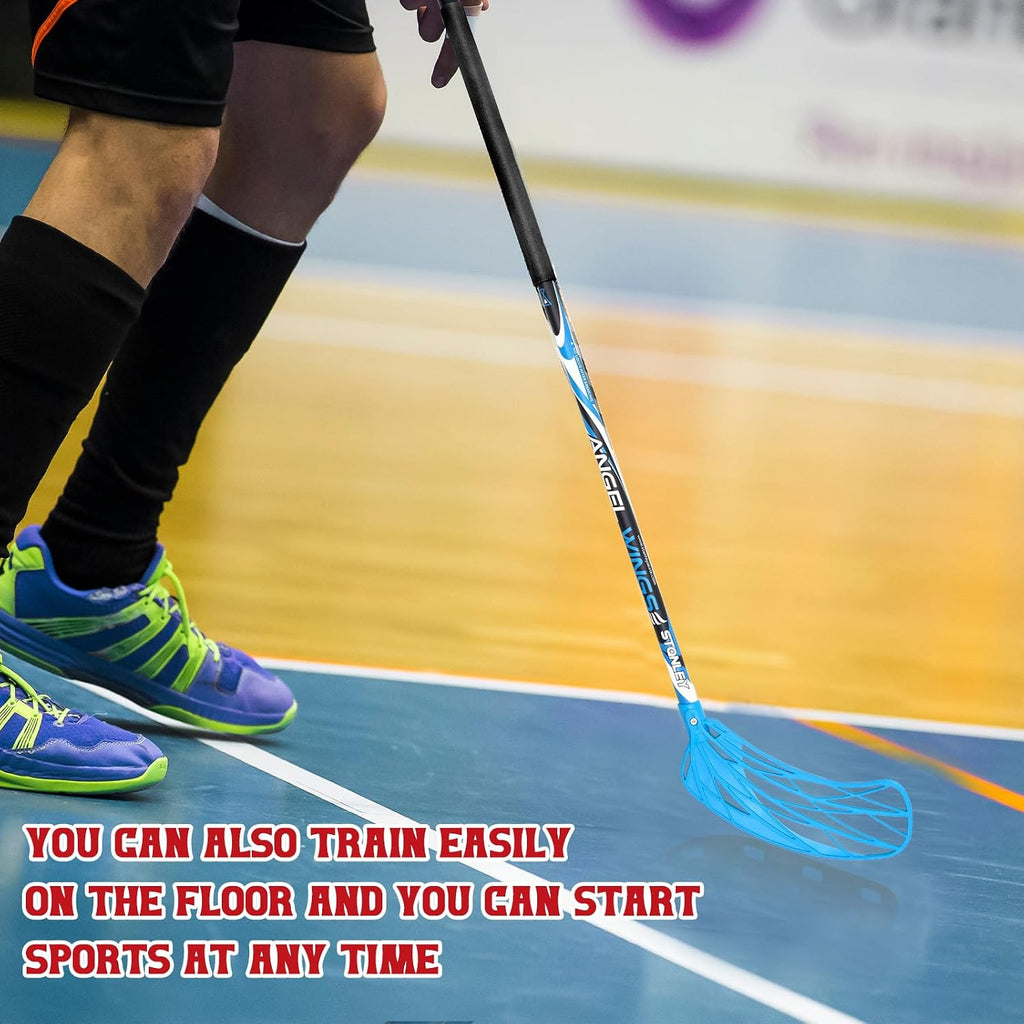 Leyndo 6 Pcs Floorball Sticks Round Alloy Shaft Floorball Hockey Stick, Red and Blue