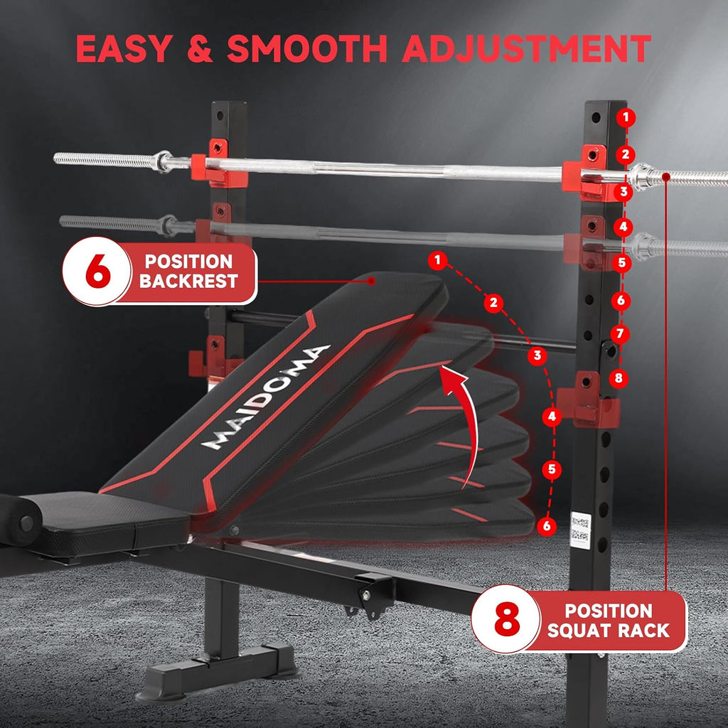 MAIDOMA 1500LBS Foldable 8 IN 1 Weight Bench with Upgraded Leg Extension