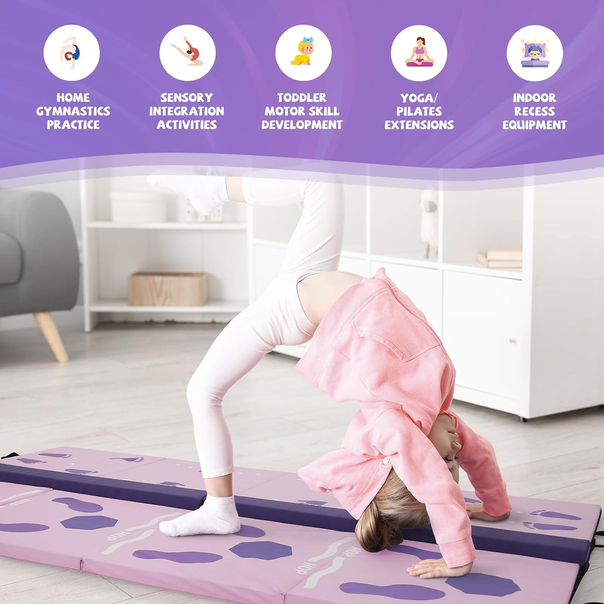 Kangaroo Hoppers Gymnastics Tumbling Mats Foldable Gym Tumble Mat for Kids