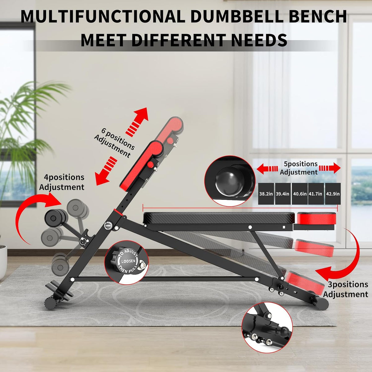 K KINGKANG Weight Bench,Load 500LBS Roman Chair Adjustable Decline/Flat