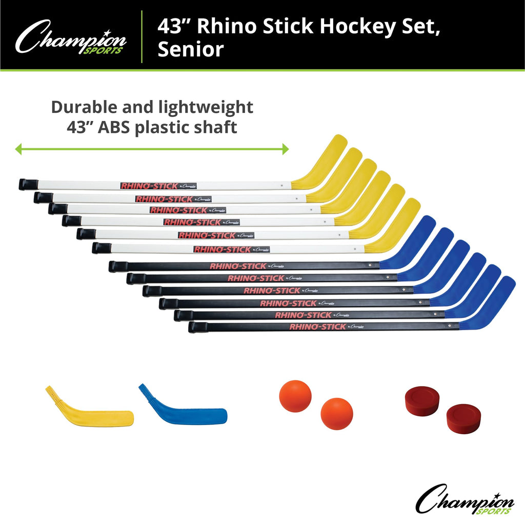 Champion Sports Rhino Stick Hockey Set â Durable ABS Sticks, Non-Marring Blades, Multiple Sizes â Complete Sets