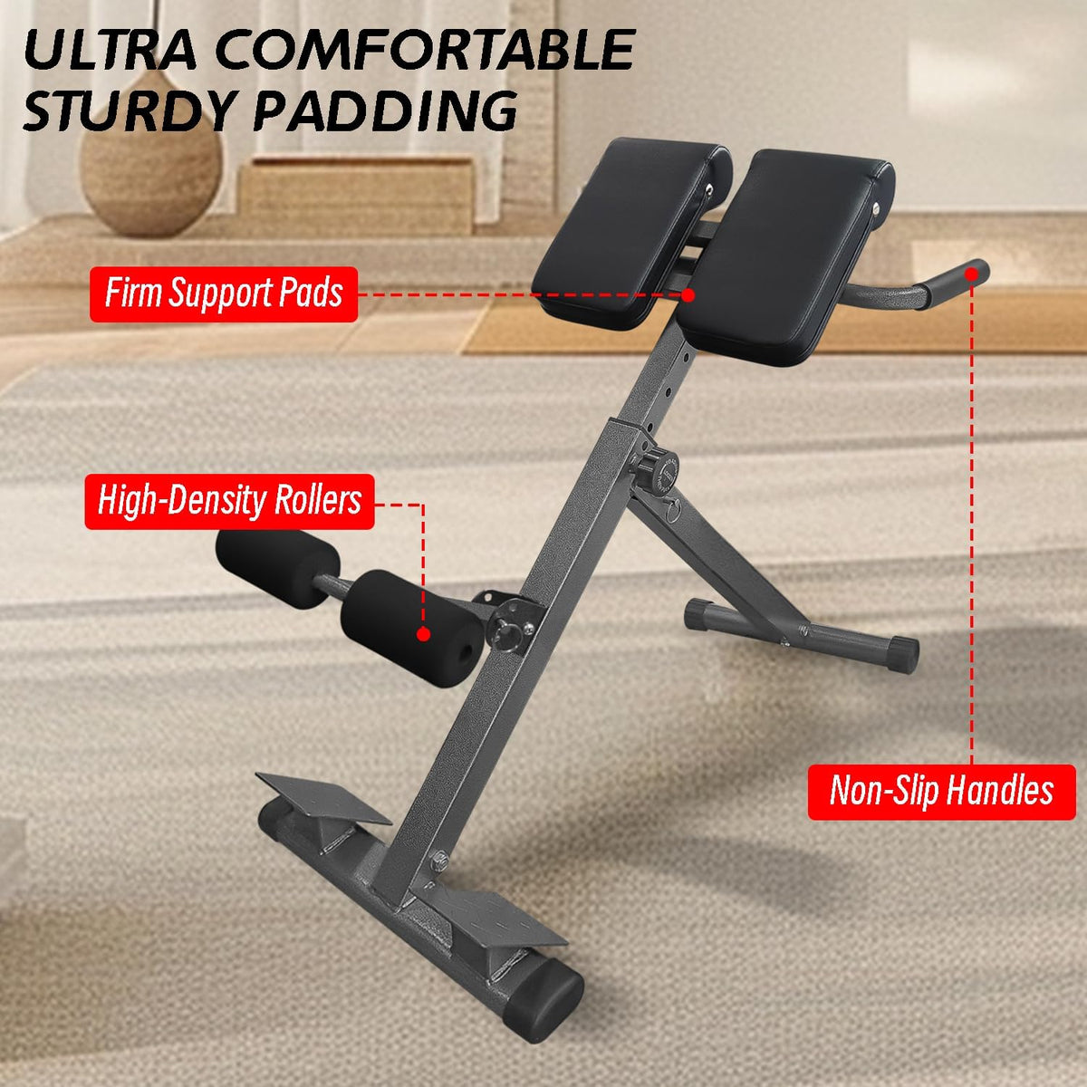 Foldable Hyperextension Roman Chair 250LBS Capacity for Home Gym
