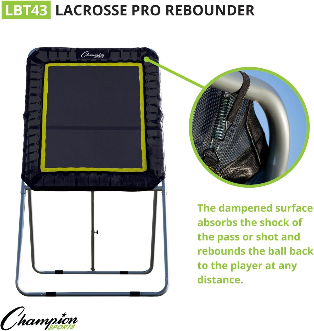 Champion Sports Deluxe Lacrosse Target: Ball Return Bounce Back Net Set for Professional, College and Grade School Training & Drills