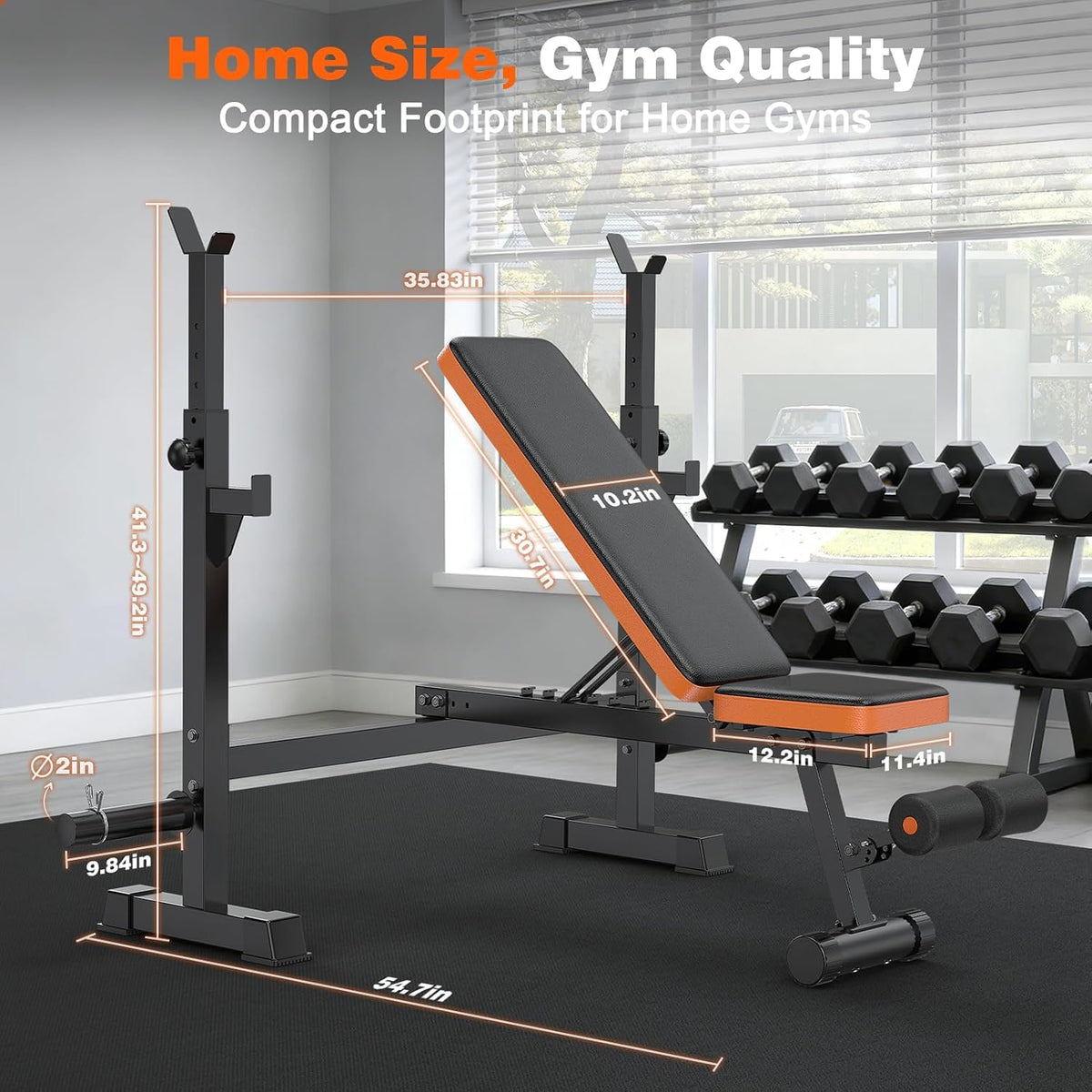 Fostoy Adjustable Weight Bench with Barbell Rack & Incline Design