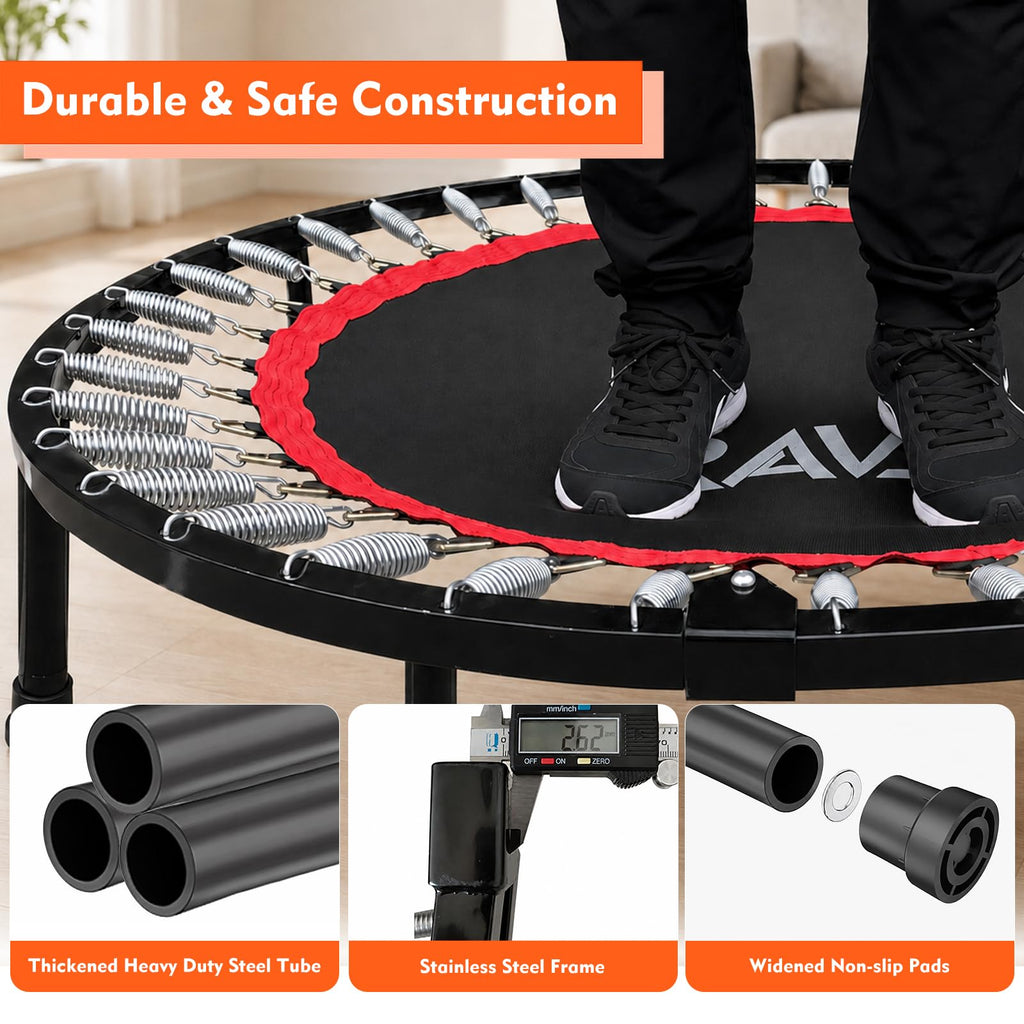 RAVS 40/48" Foldable Rebounder Trampoline for Adults, Handlebar, Indoor