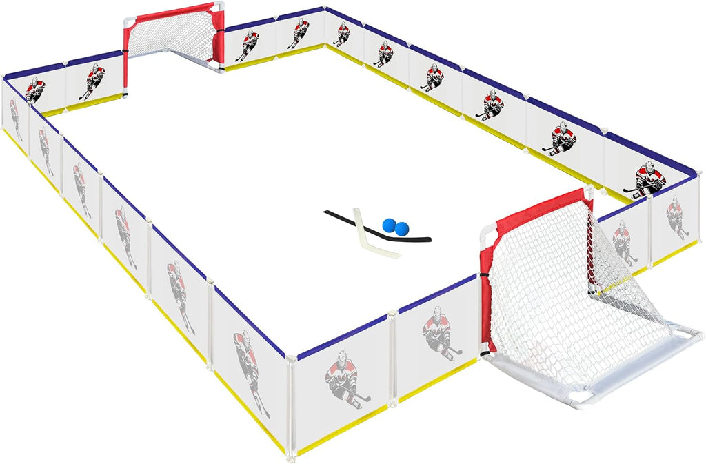 Indoor Mini Knee Hockey Set - Full Rink 9x8ft Goal Set, Easy Assembly and Disassembly, Ideal Hockey Gift for Home and Playroom