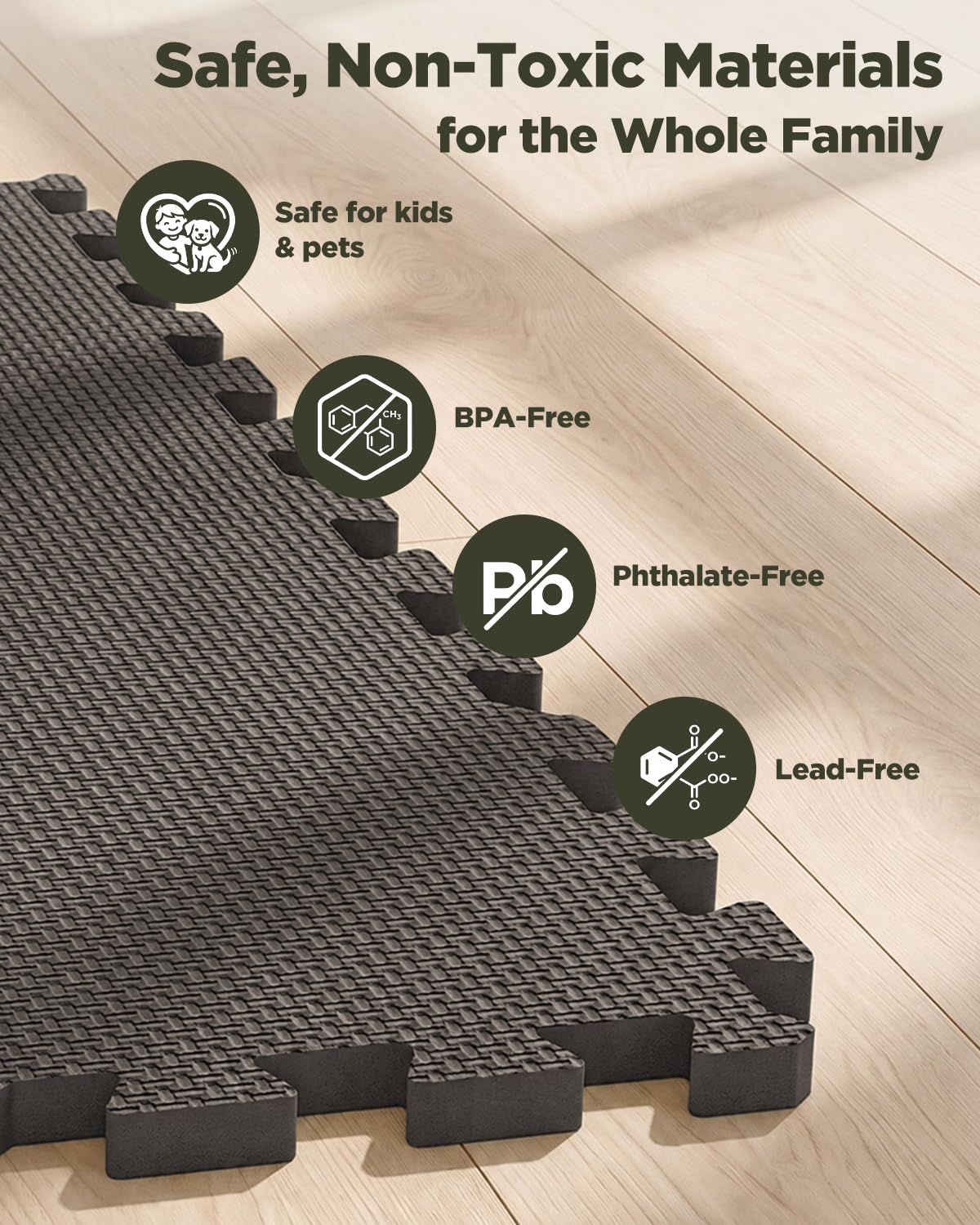 1/2" Thick 24 Pcs 96 Sq Ft EVA Foam Puzzle Exercise Mats, High-Density Interlocking Foam Floor Tiles for Home Gym, Gym Mat for Workout Equipment & Direct Exercise, Floor Padding for Kids