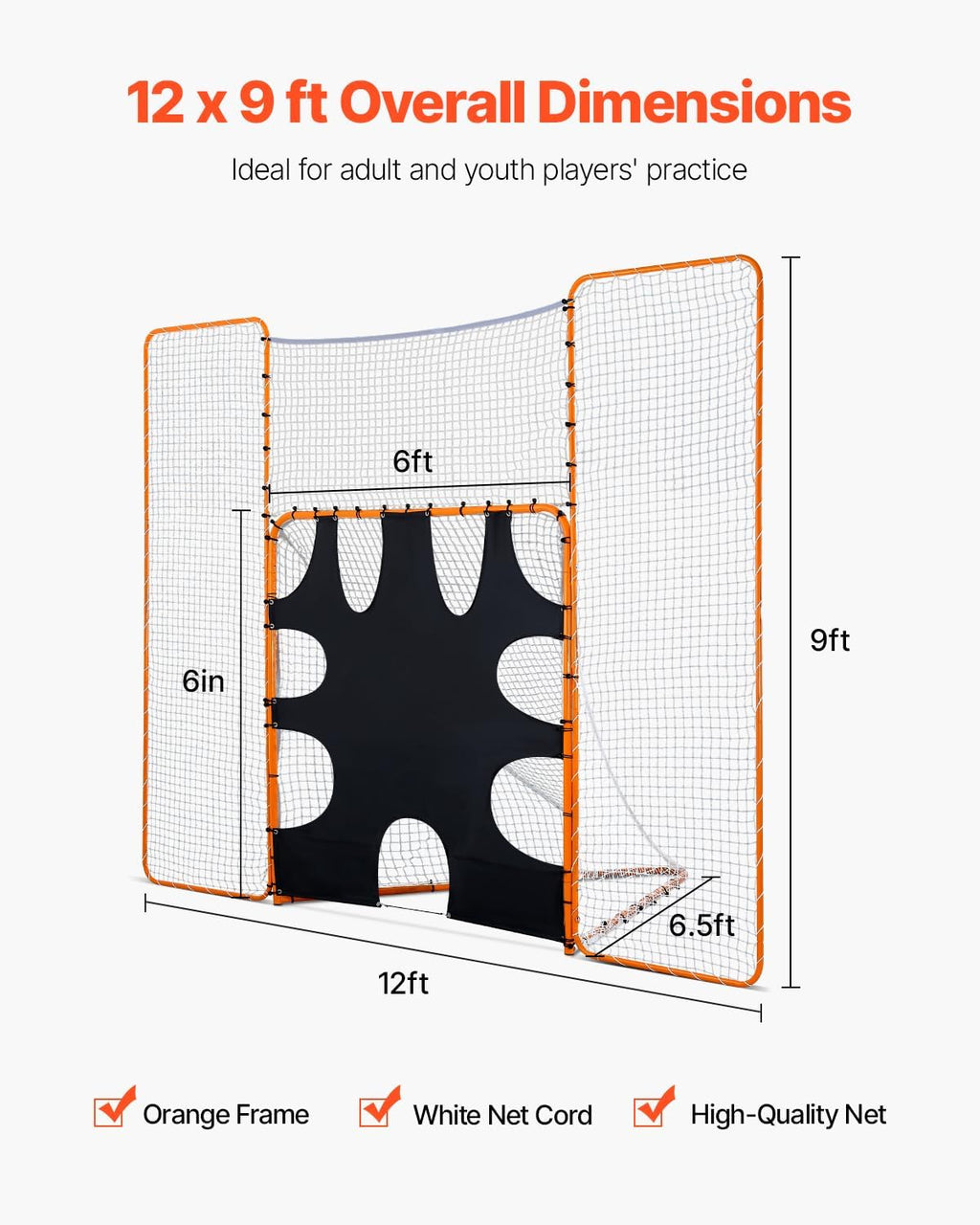 VEVOR Lacrosse Goal,Complete Portable Lacrosse Net Training Accessory Set
