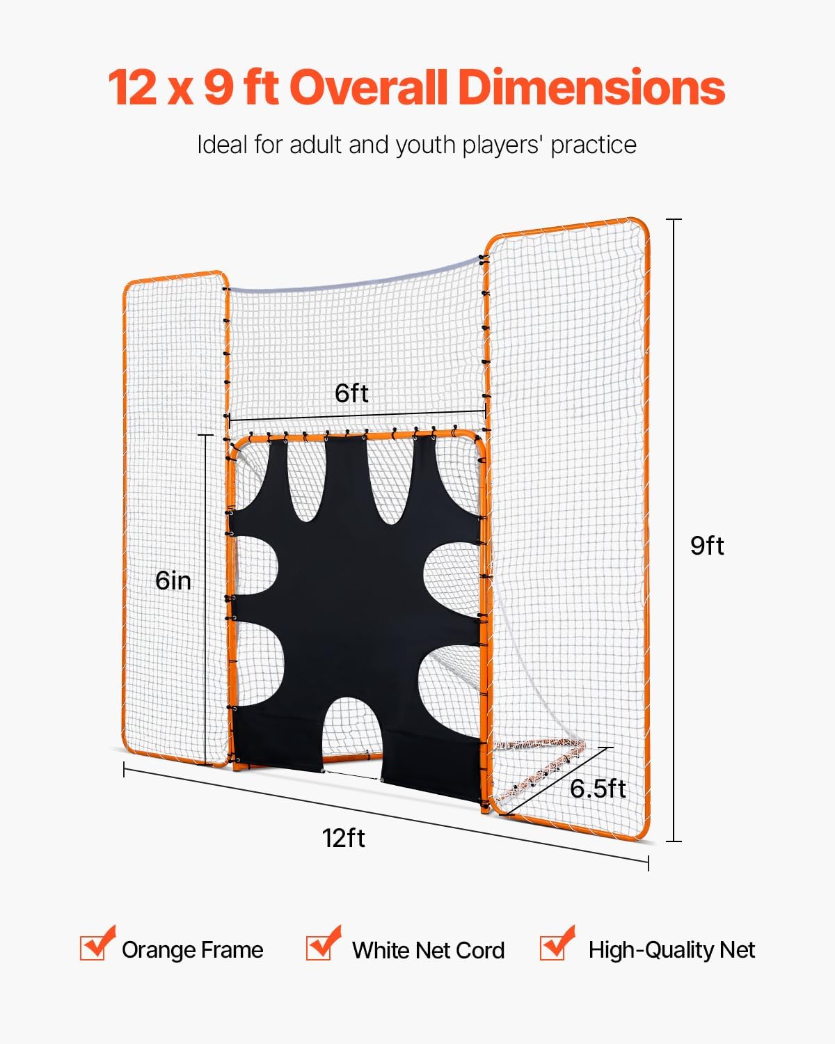 VEVOR Lacrosse Goal,Complete Portable Lacrosse Net Training Accessory Set