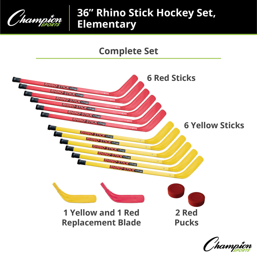 Champion Sports Rhino Stick Hockey Set â Durable ABS Sticks, Non-Marring Blades, Multiple Sizes â Complete Sets
