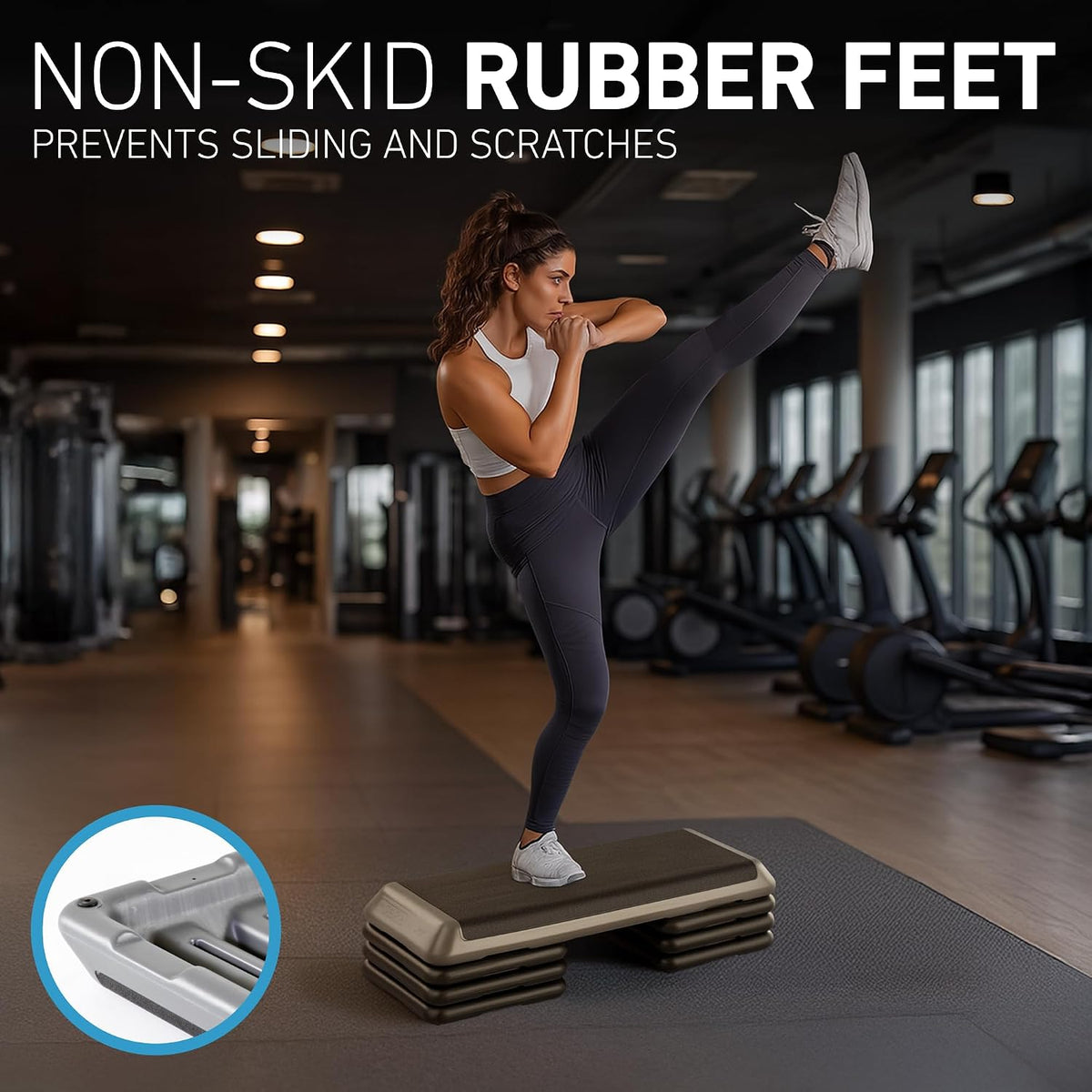 The Original STEP Exercise Step Platform, Health Club Size Stepper for Exercise at Home with 4 Stackable Risers for Height Adjustments