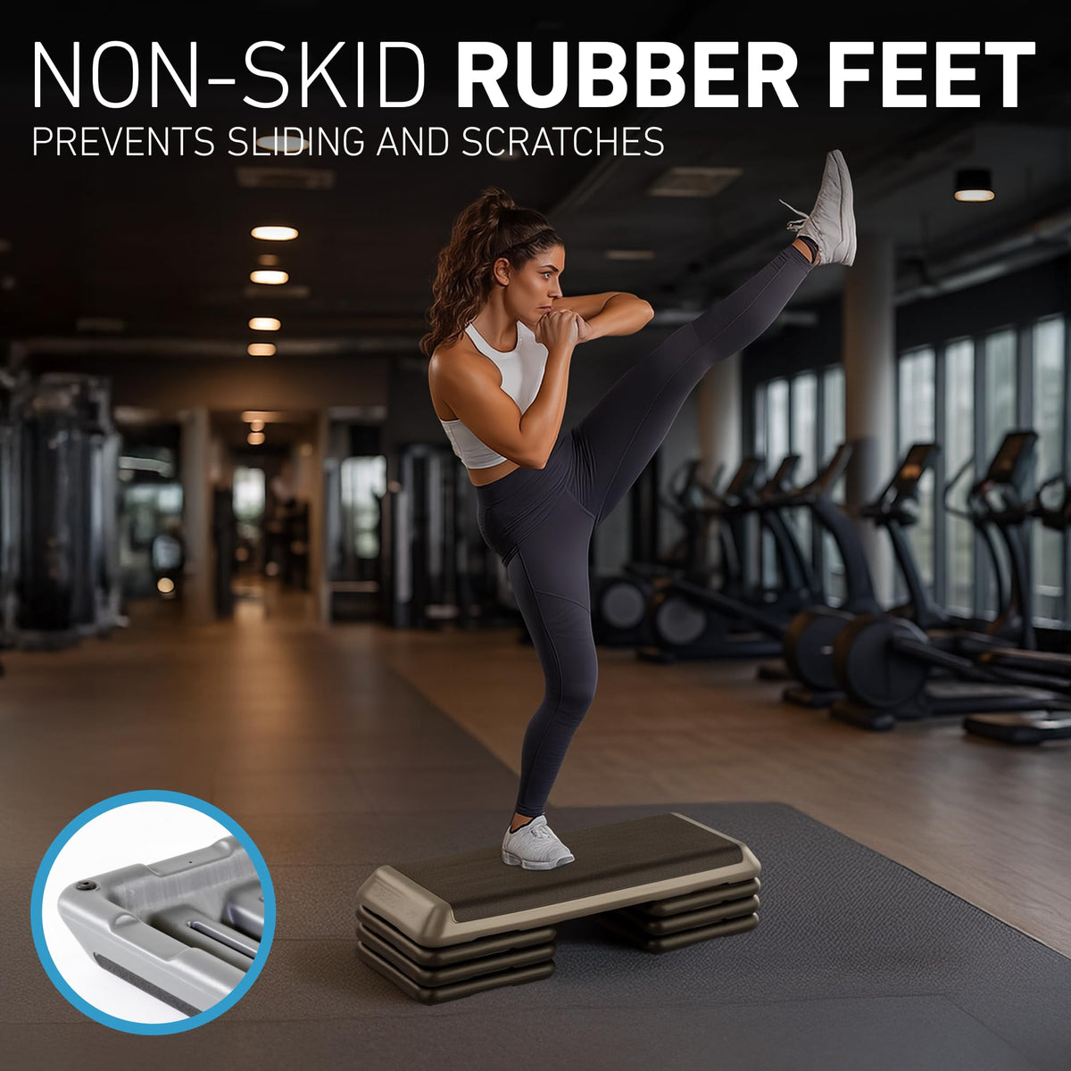 The Original STEP Exercise Step Platform, Health Club Size Stepper for Exercise at Home with 4 Stackable Risers for Height Adjustments