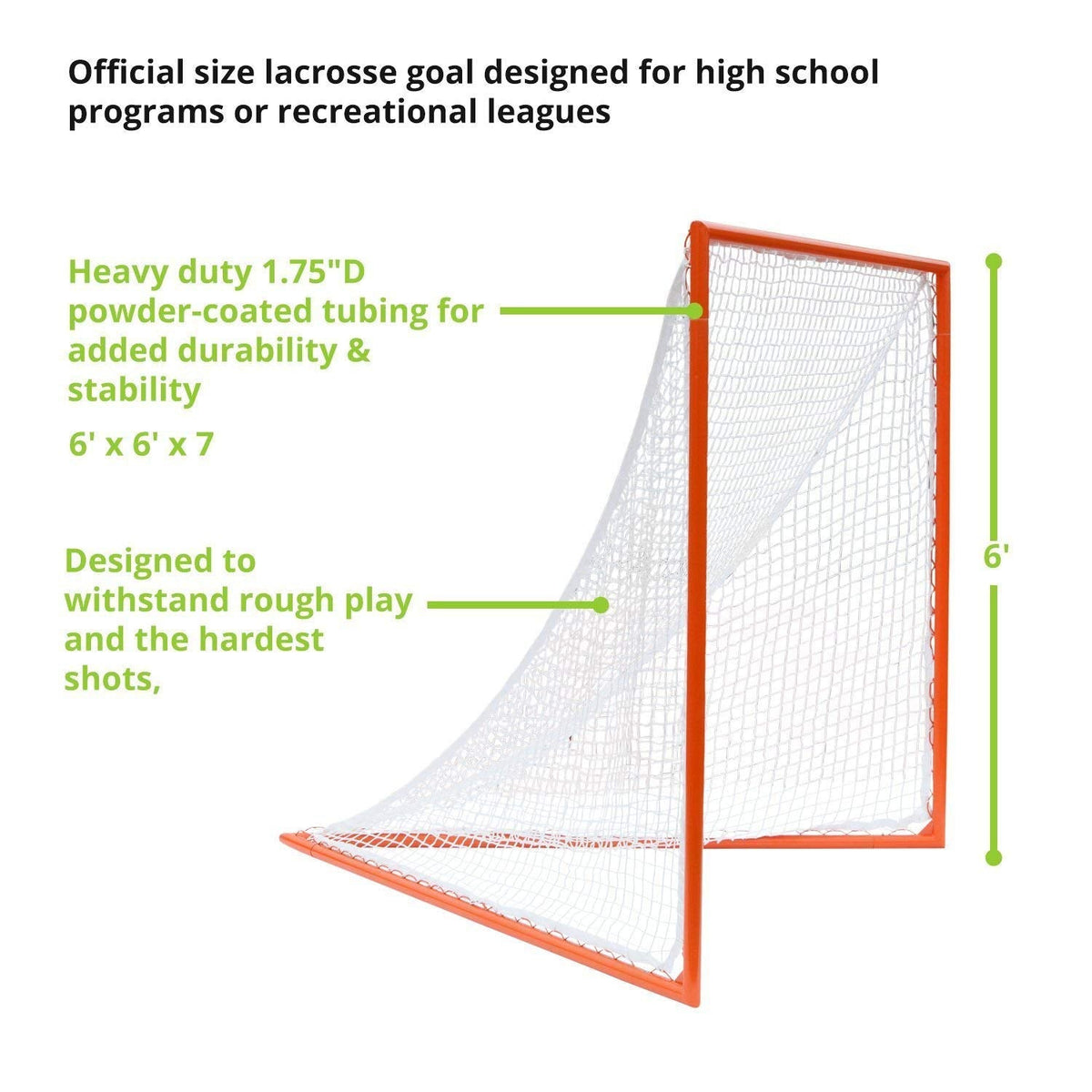 Champion Sports Pro & Collegiate Lacrosse Goal 6x6 ft Steel Frame for Menâs & Womenâs Lacrosse, Training & Game Play
