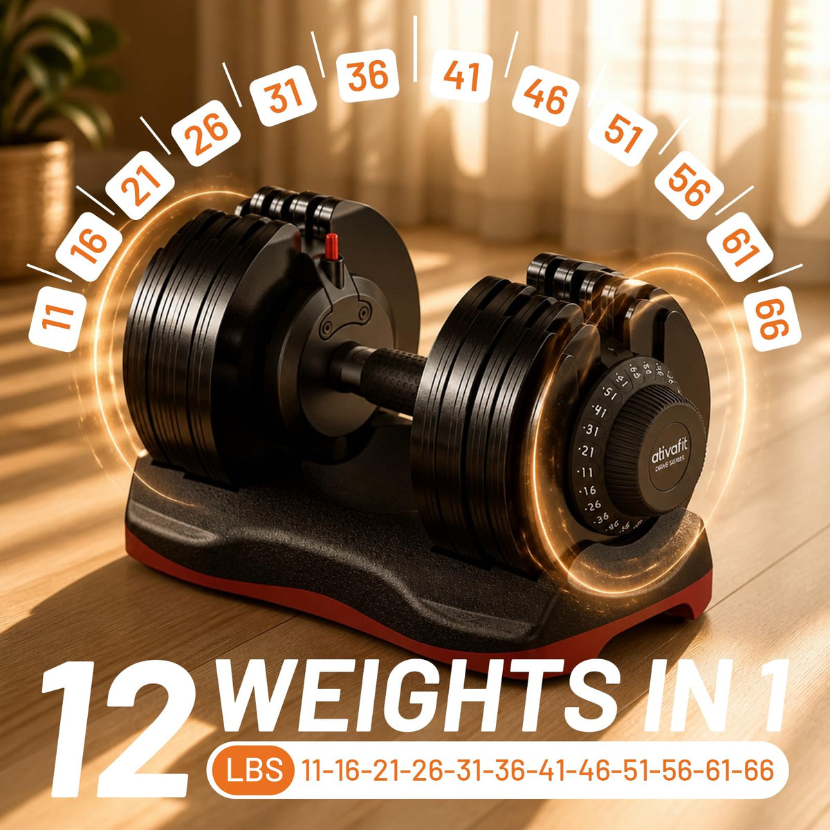 ATIVAFIT Adjustable Dumbbell Set with Workout Bench, 50/66/88 LB Pair with Quick Dial Adjustment & Safety Lock, Foldable Adjustable Weight Bench for Full Body Home Gym Strength Training, Space-Saving Fitness Equipment