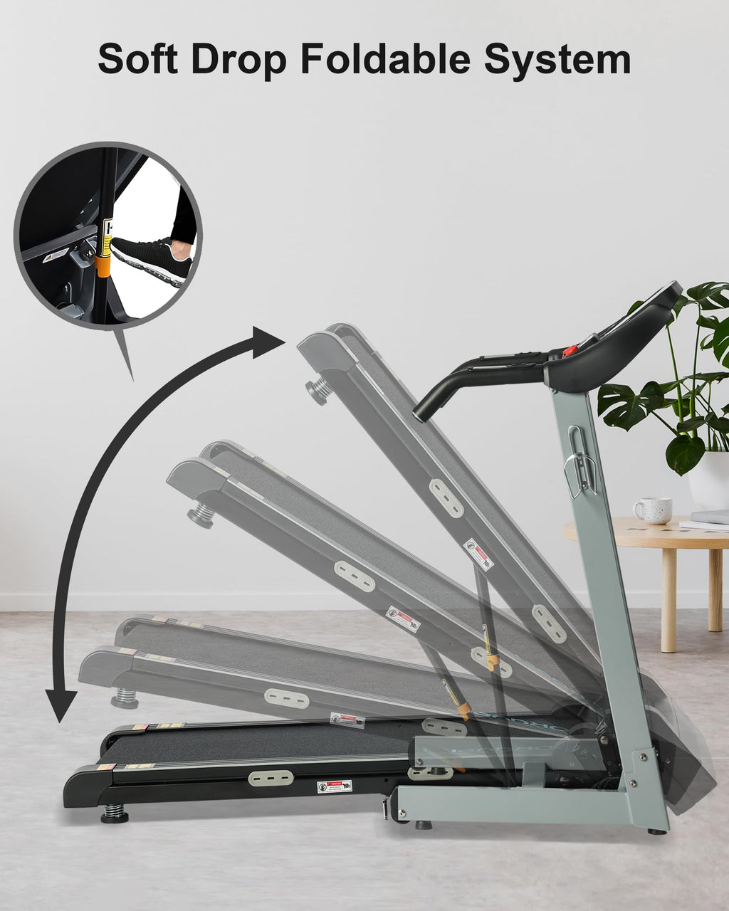 BORGUSI Treadmill with Auto Incline Folding Electric Treadmill for Home
