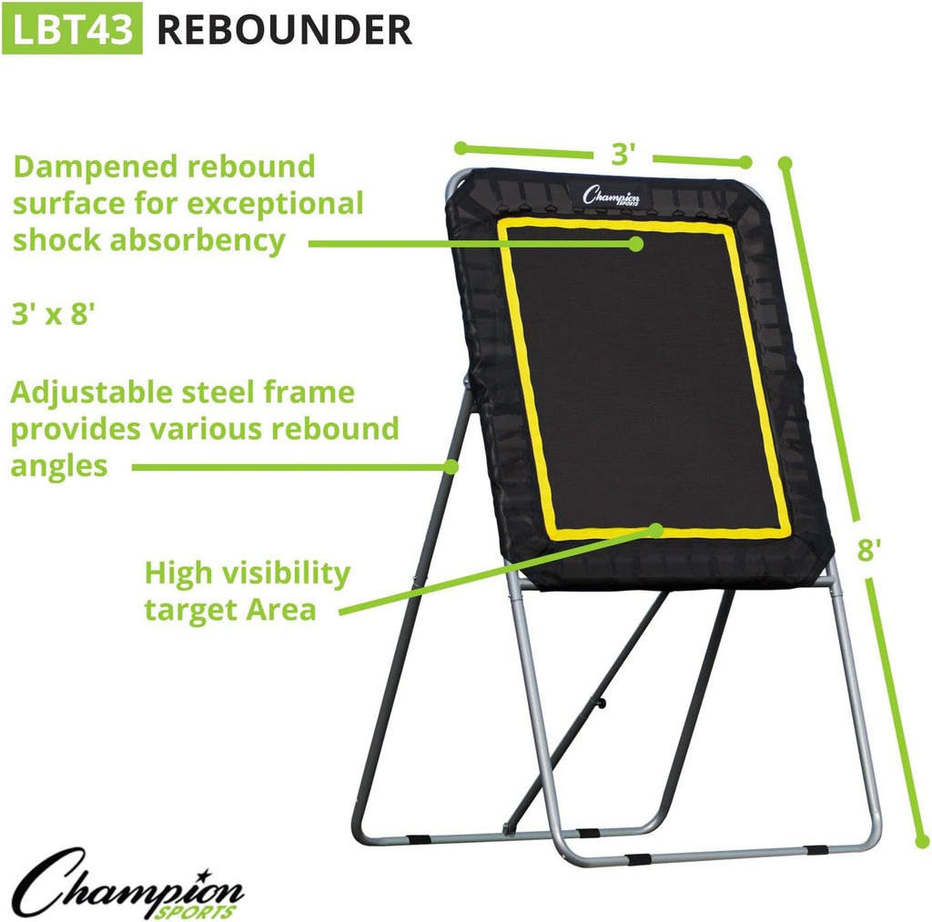 Champion Sports Deluxe Lacrosse Target: Ball Return Bounce Back Net Set for Professional, College and Grade School Training & Drills