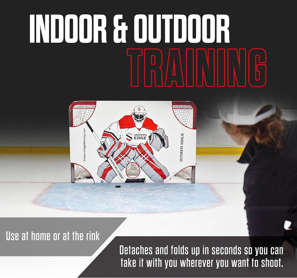 Snipers Edge Hockey Ultimate Goalie Shooter Tutor â Fits Inside Goal, Durable Impact-Resistant Vinyl, Enhances Shooting Accuracy, Ideal for Training & Practice, Dryland Hockey Accessories