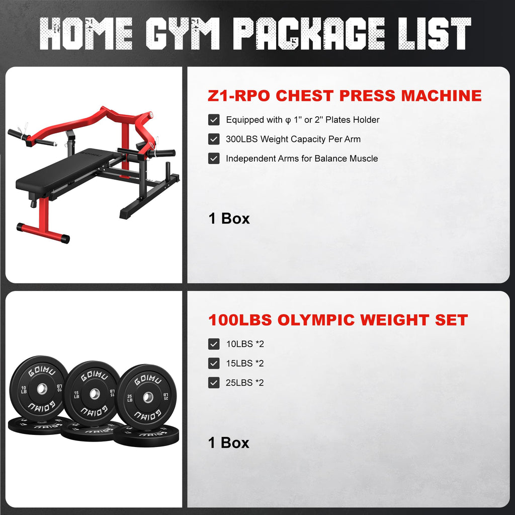 Chest Press Machine, GOIMU Z1-PRO Weight Bench Press Machine with Independent Arms, Adjustable Flat Incline Bench Press for Chest, AB Workout Home Gym Equipment