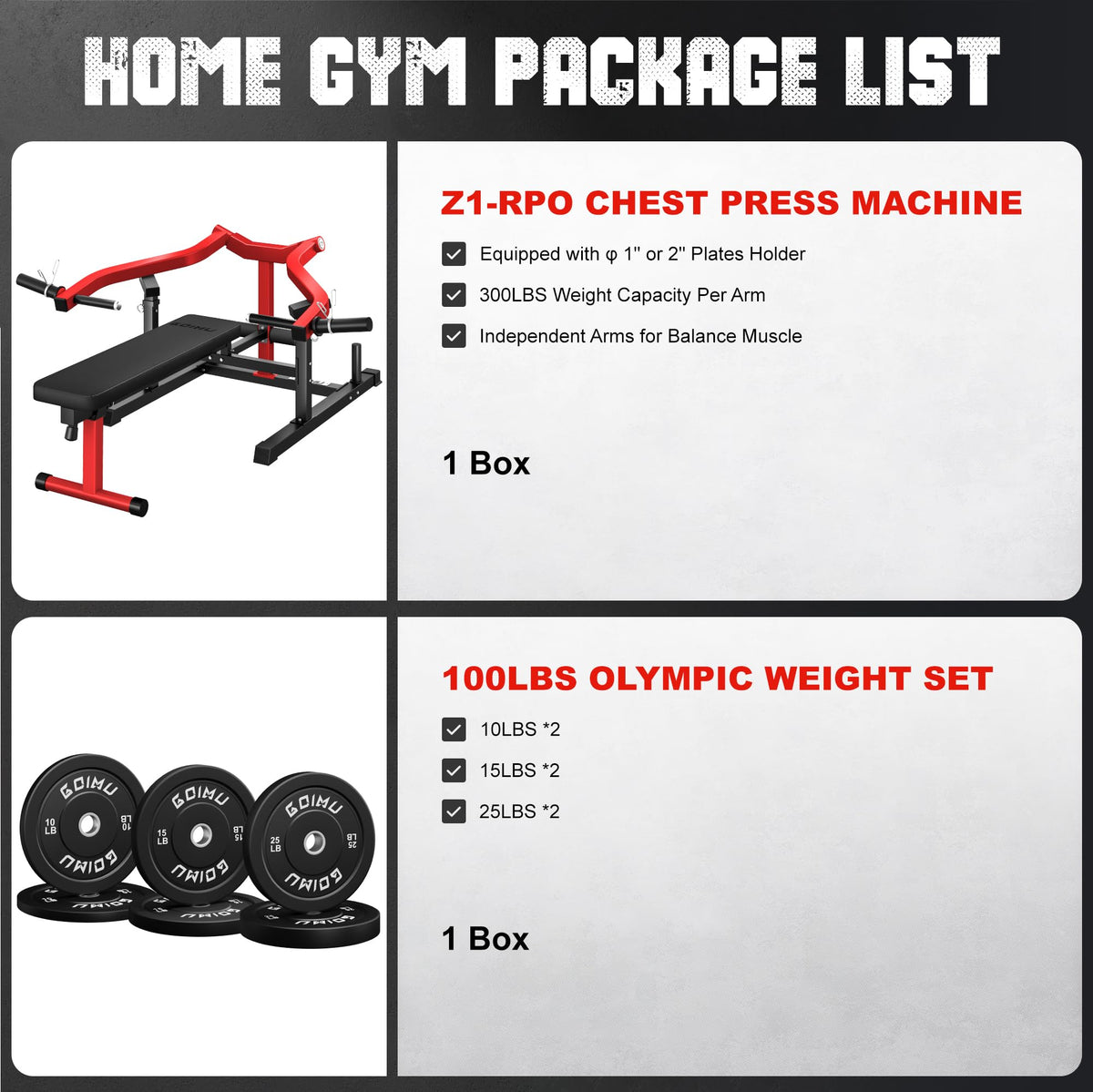 Chest Press Machine, GOIMU Z1-PRO Weight Bench Press Machine with Independent Arms, Adjustable Flat Incline Bench Press for Chest, AB Workout Home Gym Equipment