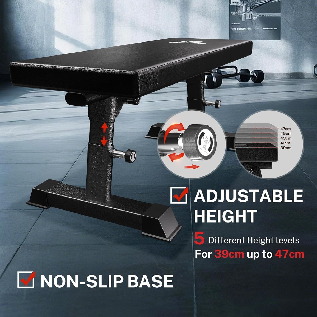 Weight Bench, Foldable Flat Bench with Gym Quality 1300 LBS Capacity