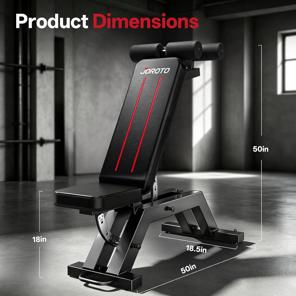 JOROTO Adjustable Weight Bench, Ab Sit Up Bench, 1800LBS Workout Bench