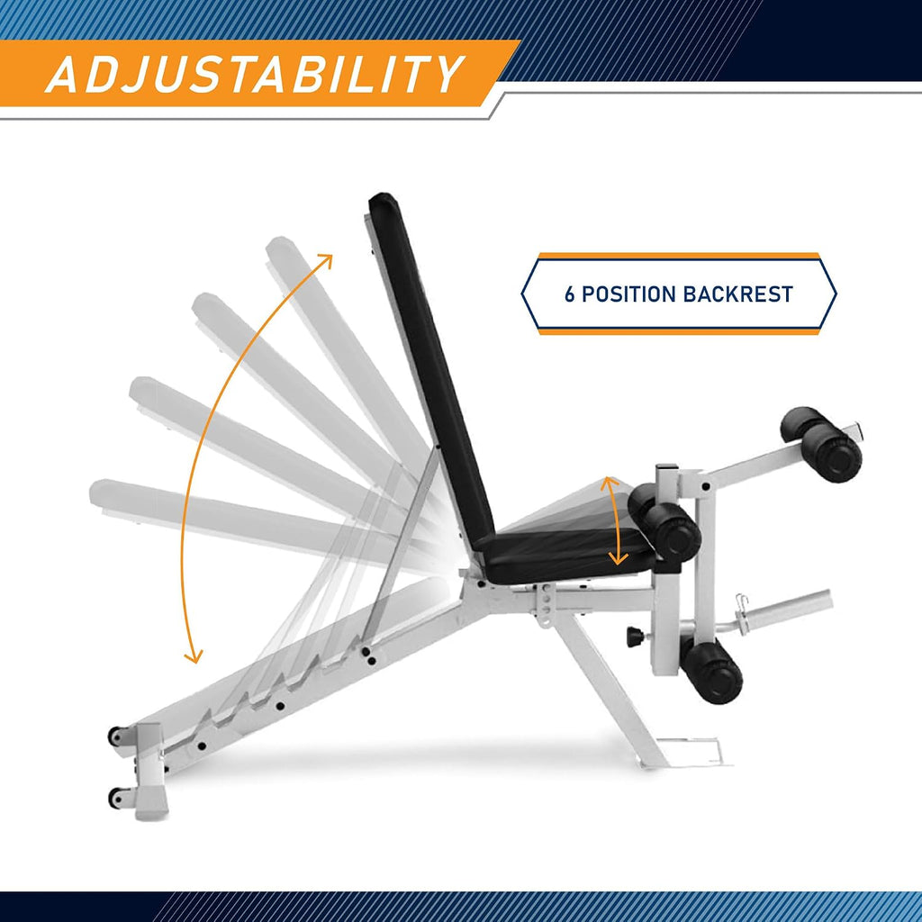 Marcy Foldable Incline Decline Weight Bench, Adjustable 6-Position Backrest