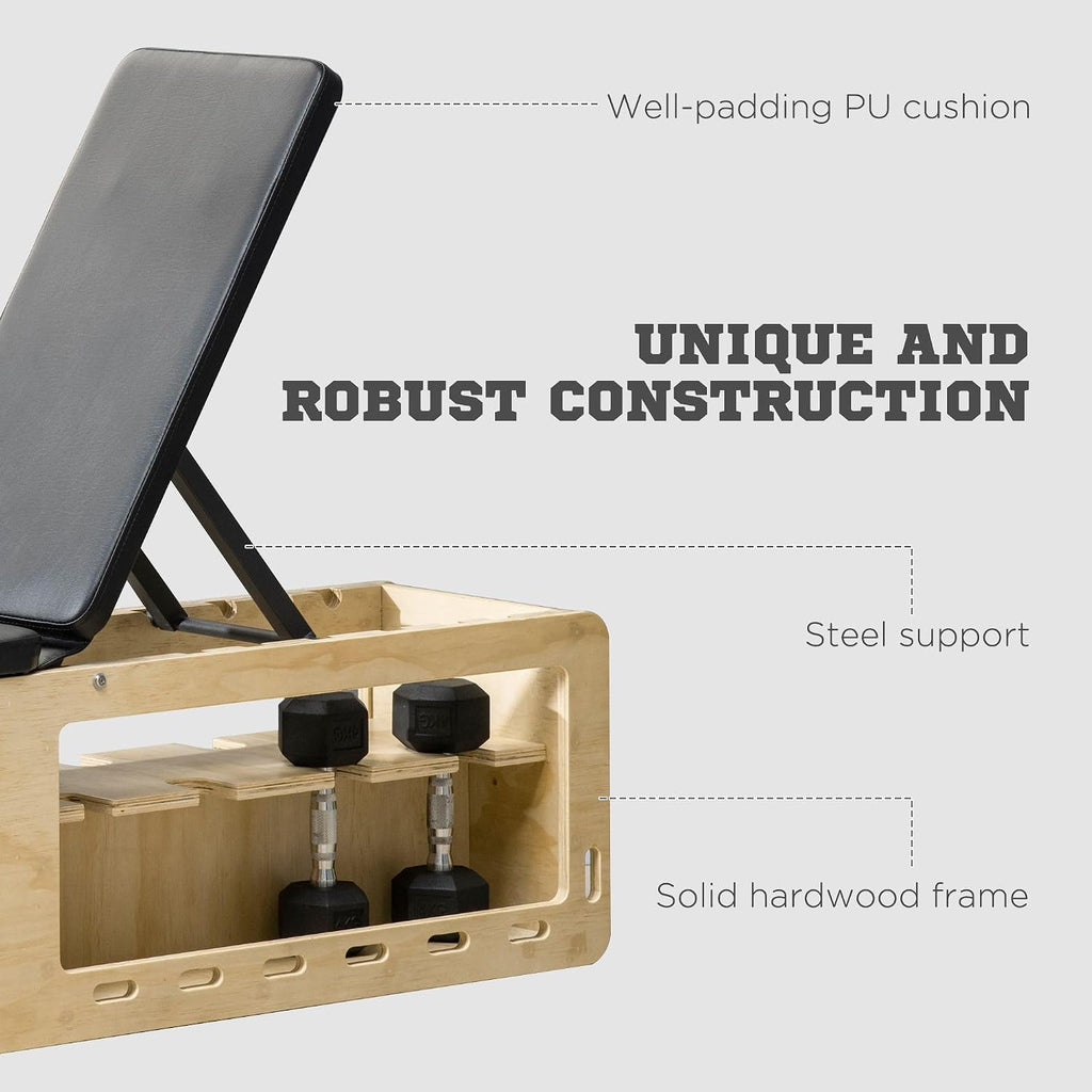 Soozier Adjustable Weight Bench Workout Bench Storage Rack Resistance Rope