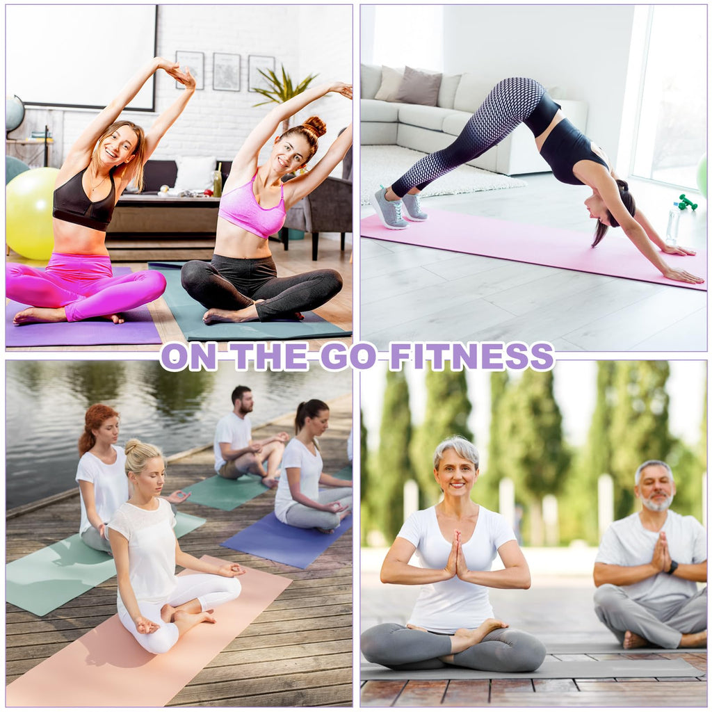 Funtery 3 mm Thin Yoga Mats Bulk, 68 x 24 in