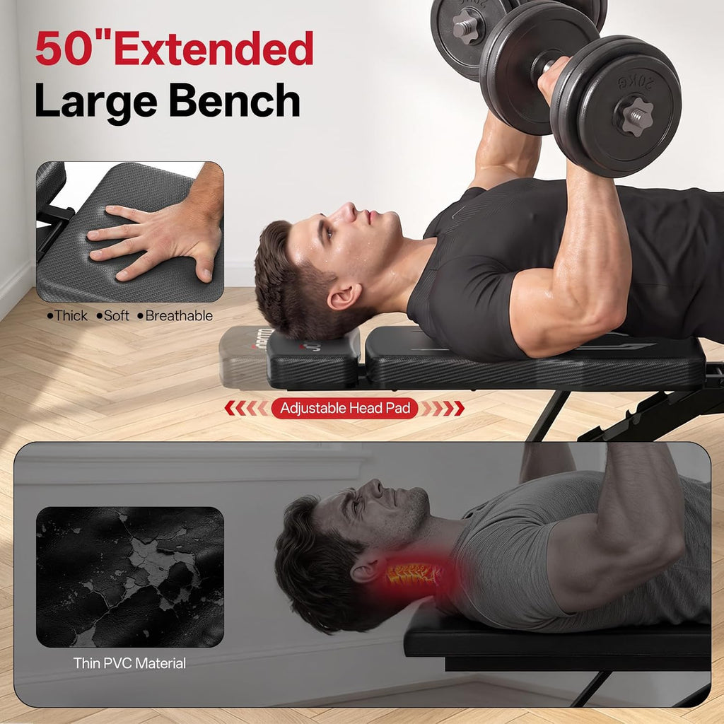 JOROTO Adjustable Weight Bench, Foldable Incline Decline Flat Workout Bench