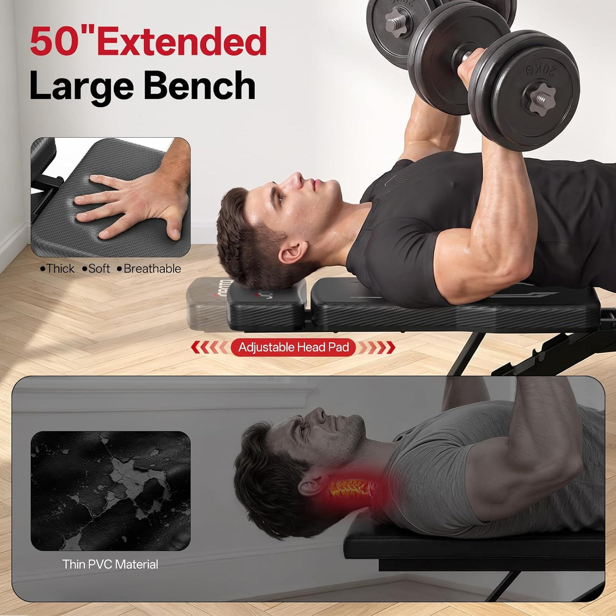 JOROTO Adjustable Weight Bench, Foldable Incline Decline Flat Workout Bench