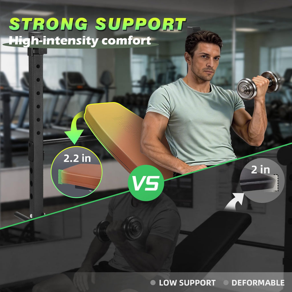 Adjustable Weight Bench for Home Gym 2.2 Inch Thick Pad