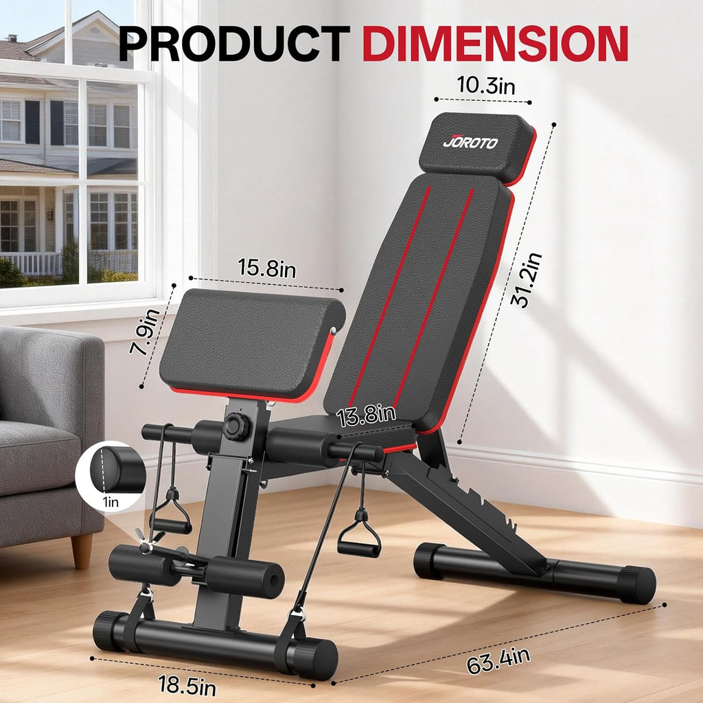 JOROTO Adjustable Weight Bench, Leg & Back Extension, Preacher Curl Bench