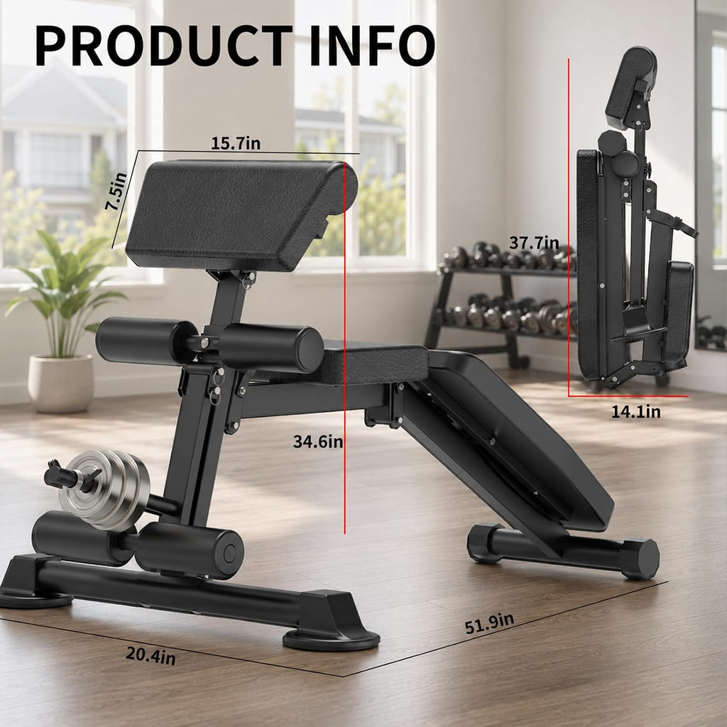 K KiNGKANG Adjustable Weight Bench, 660lbs Capacity Foldable Workout Bench with 7 Back Positions & 3 Seat Positions, Multi-Function Incline Decline Flat Exercise Bench for Full Body Workout, Home Gym Equipment